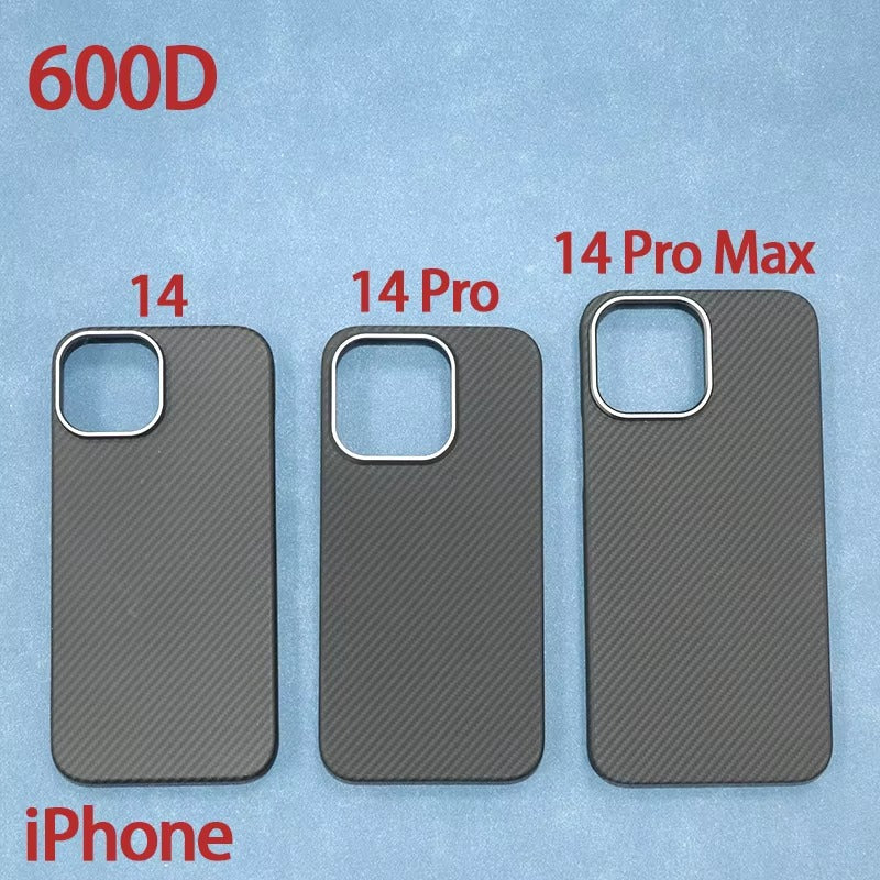 Luxury iPhone Case — Aramid Carbon Fiber MagSafe Cover with Ultra-Lightweight Half-Wrapped Protection and Durable Scratch-Resistant Texture