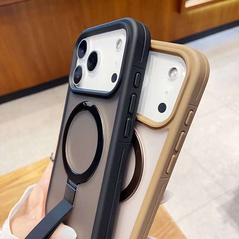 Luxury iPhone Case — Matte Transparent MagSafe Cover with Wrist Strap Holder, Shockproof TPU+PC Protection and Anti-Fingerprint Scratch-Resistant Design