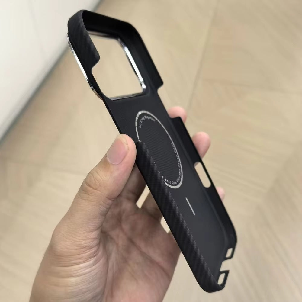 Luxury iPhone Case — Slim Aramid Fiber MagSafe Cover with Lightweight Case-Less Touch Feel and Durable Protective Design