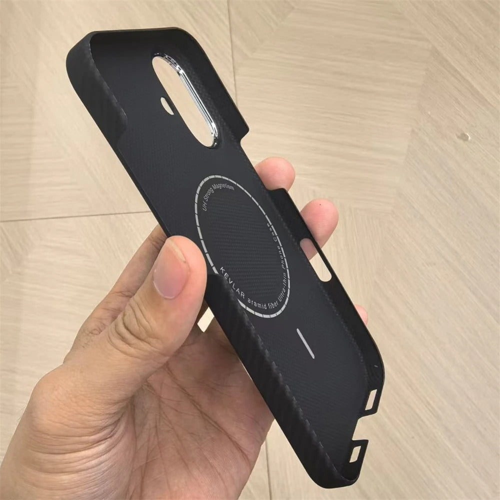 Luxury iPhone Case — Slim Aramid Fiber MagSafe Cover with Lightweight Case-Less Touch Feel and Durable Protective Design