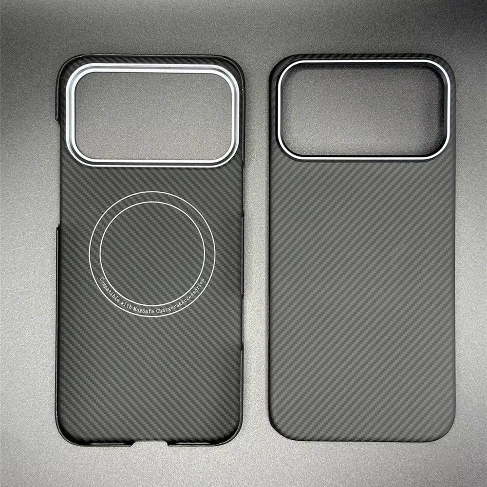 Luxury iPhone Case — Ultra-Thin 600D Real Carbon Fiber MagSafe Cover with Aramid Kevlar Protection, Matte Anti-Fingerprint Full-Coverage Waterproof Design