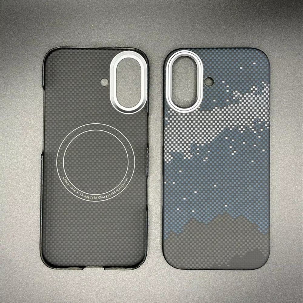 Luxury iPhone Case — Ultra-Thin 600D Real Carbon Fiber MagSafe Cover with Aramid Kevlar Protection, Matte Anti-Fingerprint Full-Coverage Waterproof Design