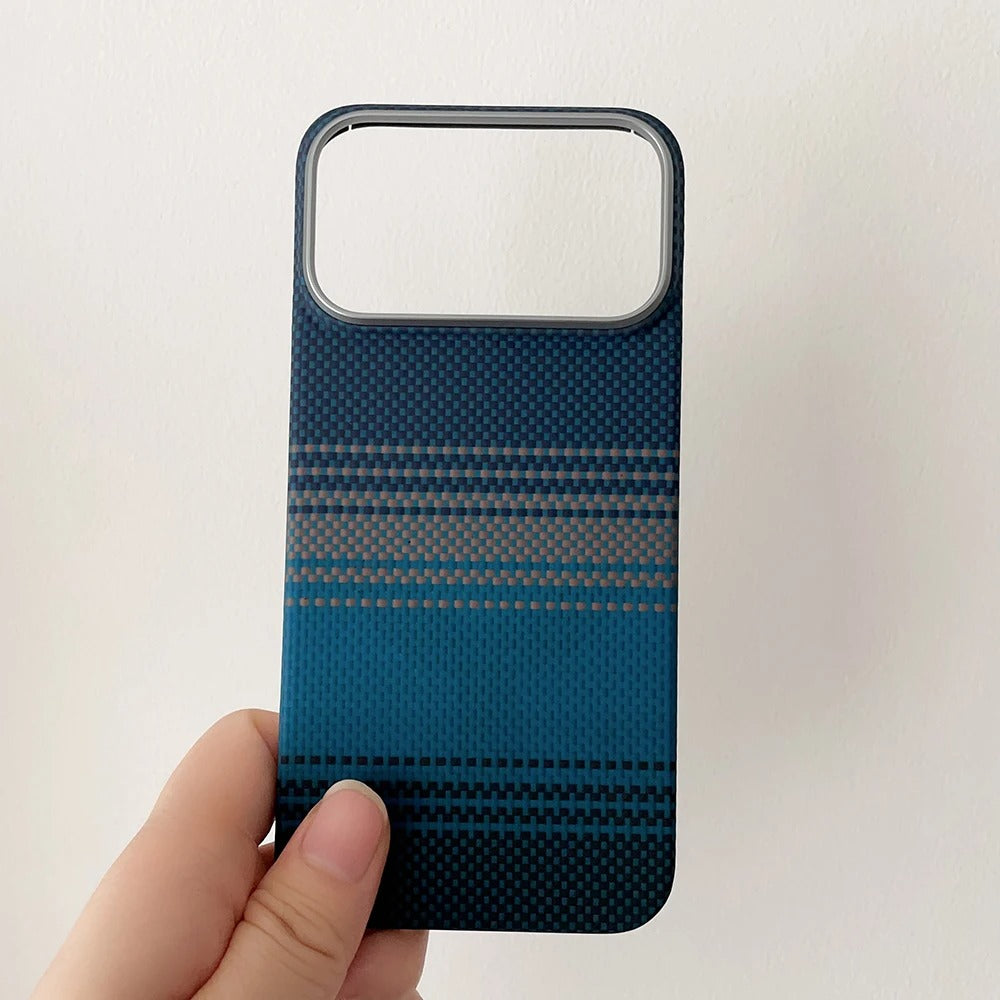 Luxury iPhone Case — Ultra-Thin 600D Real Carbon Fiber MagSafe Cover with Aramid Kevlar Protection, Matte Anti-Fingerprint Full-Coverage Waterproof Design