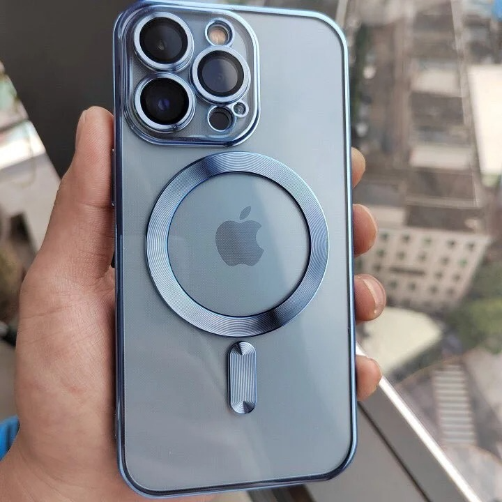 Luxury iPhone Clear Plating Magnetic Case — MagSafe Wireless Charging Compatible Cover with Lens Protection, Slim Transparent Shockproof Anti-Fingerprint Design