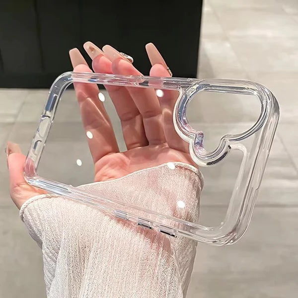 Luxury iPhone Clear Soft Case with Camera Protector — Plating Airbag Design, Shockproof Transparent Cover, Anti-Fingerprint Scratch-Resistant Non-Slip Finish