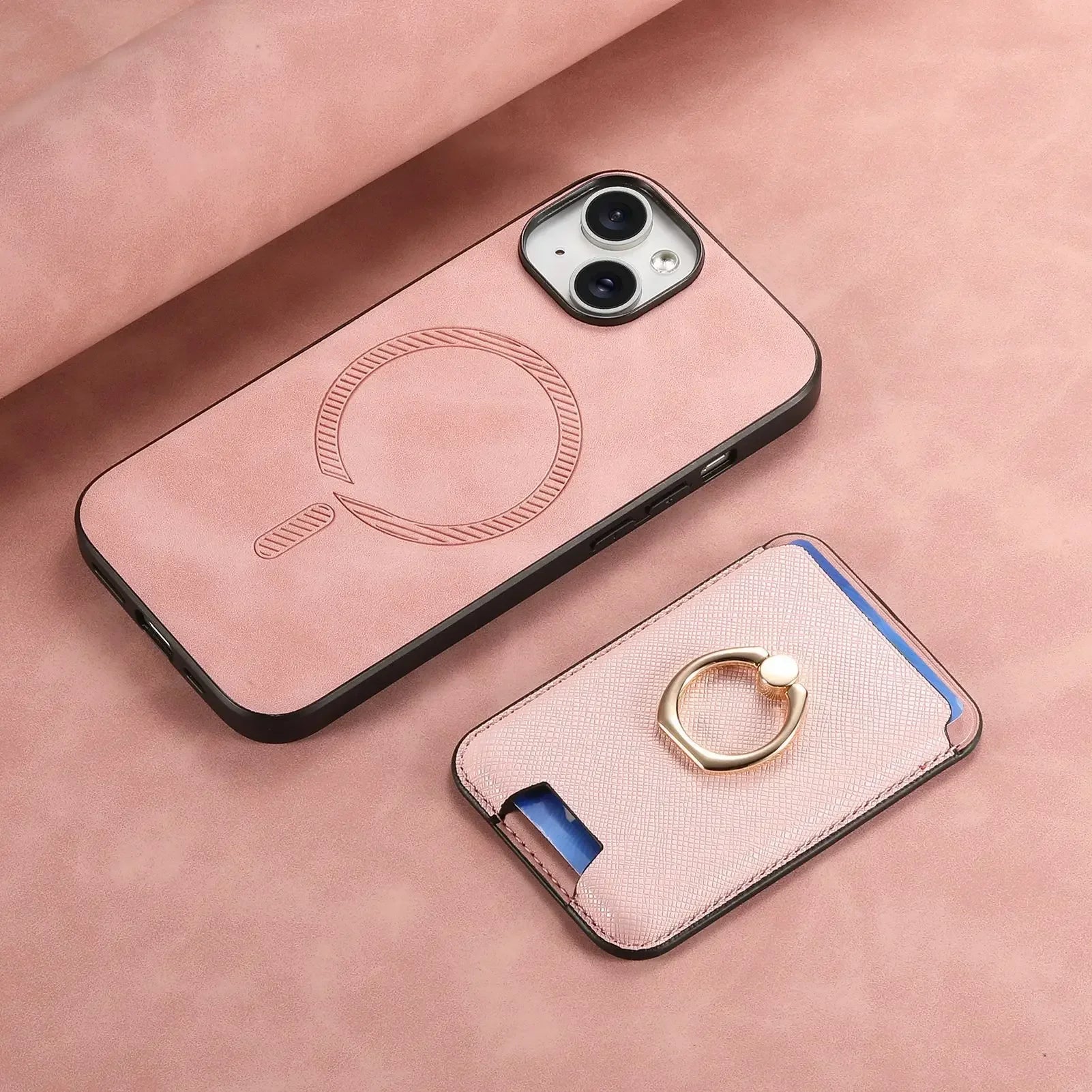 Luxury iPhone Detachable Magnetic Wallet Case — Leather Cover with Card Holder, Ring Stand Function, Shockproof Protection, Anti-Fingerprint Scratch-Resistant Design