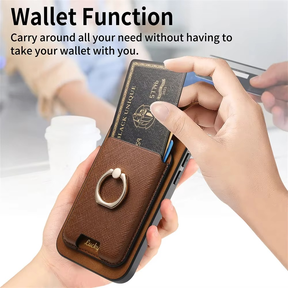 Luxury iPhone Detachable Magnetic Wallet Case — Leather Cover with Card Holder, Ring Stand Function, Shockproof Protection, Anti-Fingerprint Scratch-Resistant Design
