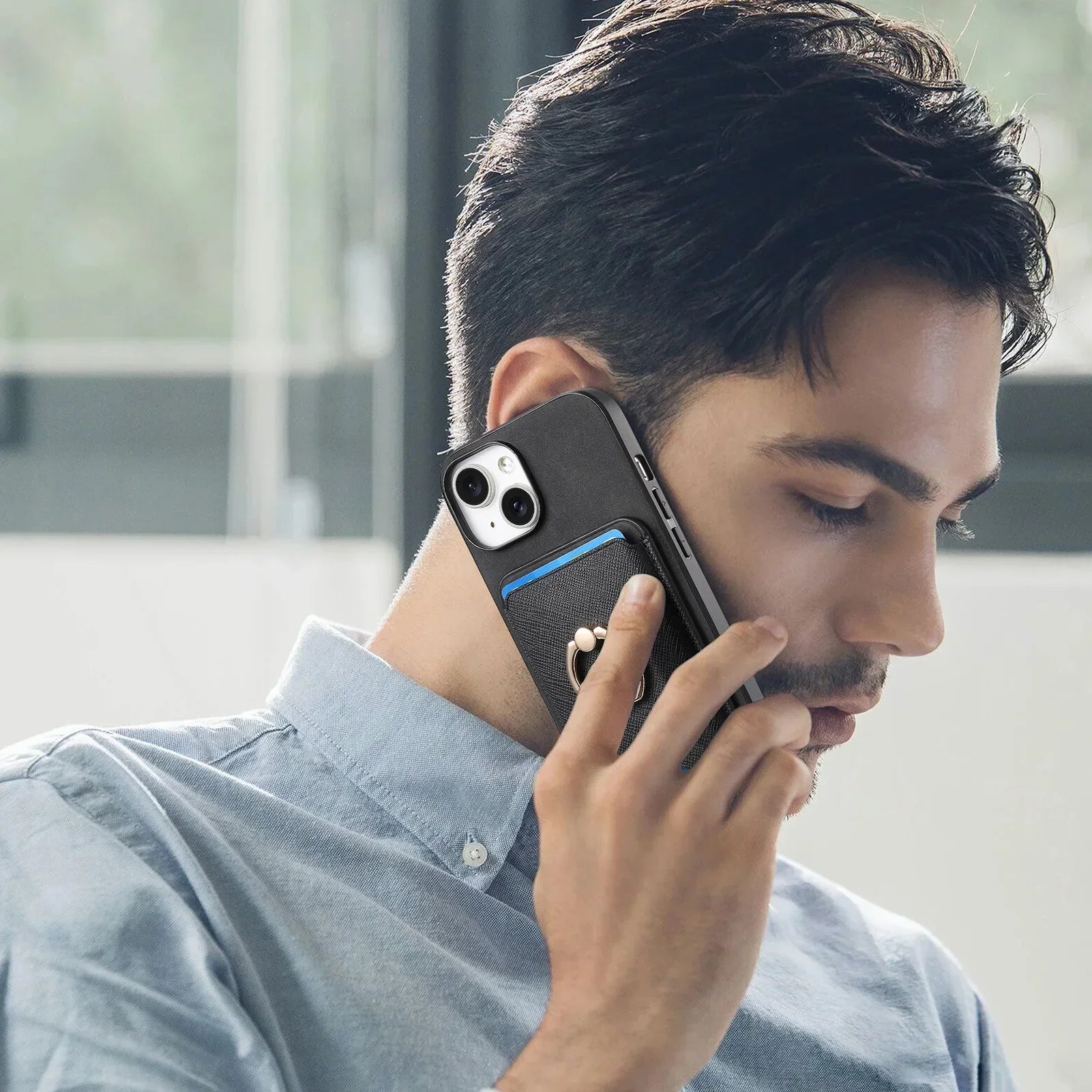 Luxury iPhone Detachable Magnetic Wallet Case — Leather Cover with Card Holder, Ring Stand Function, Shockproof Protection, Anti-Fingerprint Scratch-Resistant Design