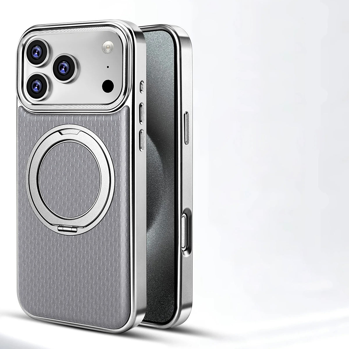 Luxury iPhone Diamond Pattern Leather Case — MagSafe Magnetic Charging, Rotating Bracket Holder, Full Coverage Shockproof Anti-Fingerprint Protection