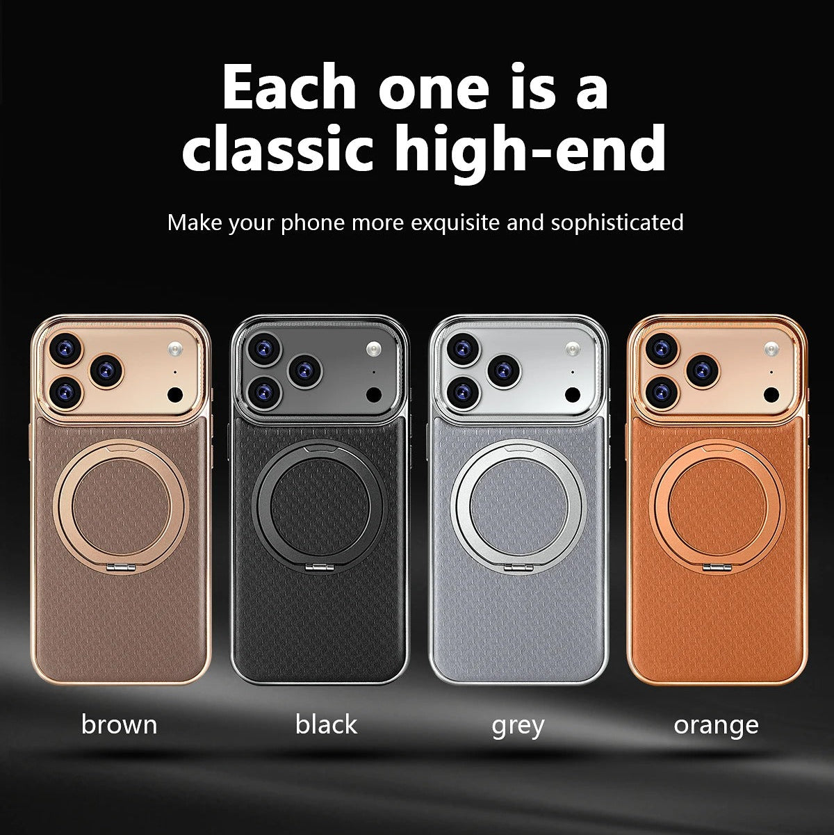 Luxury iPhone Diamond Pattern Leather Case — MagSafe Magnetic Charging, Rotating Bracket Holder, Full Coverage Shockproof Anti-Fingerprint Protection