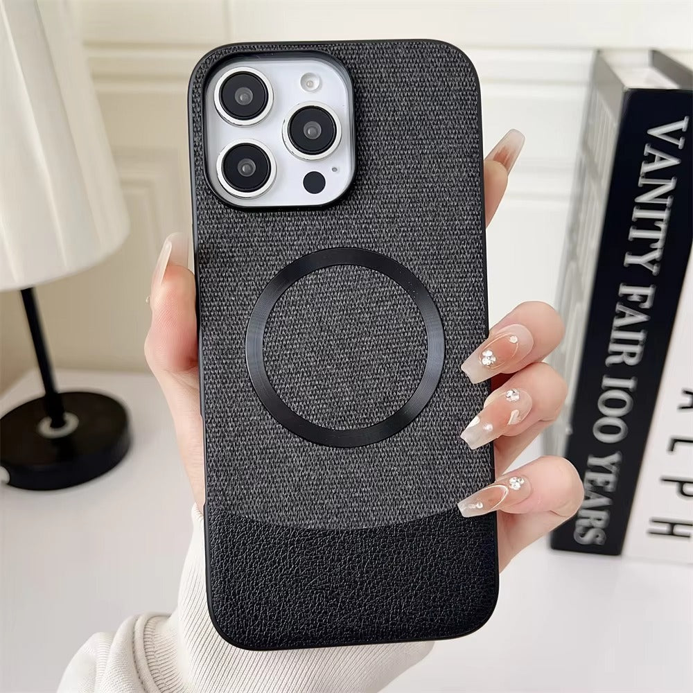Luxury iPhone Fabric MagSafe Case — Ultra-Slim Business Cloth Cover with Magnetic Wireless Charging, Shockproof Anti-Fingerprint Scratch-Resistant Design