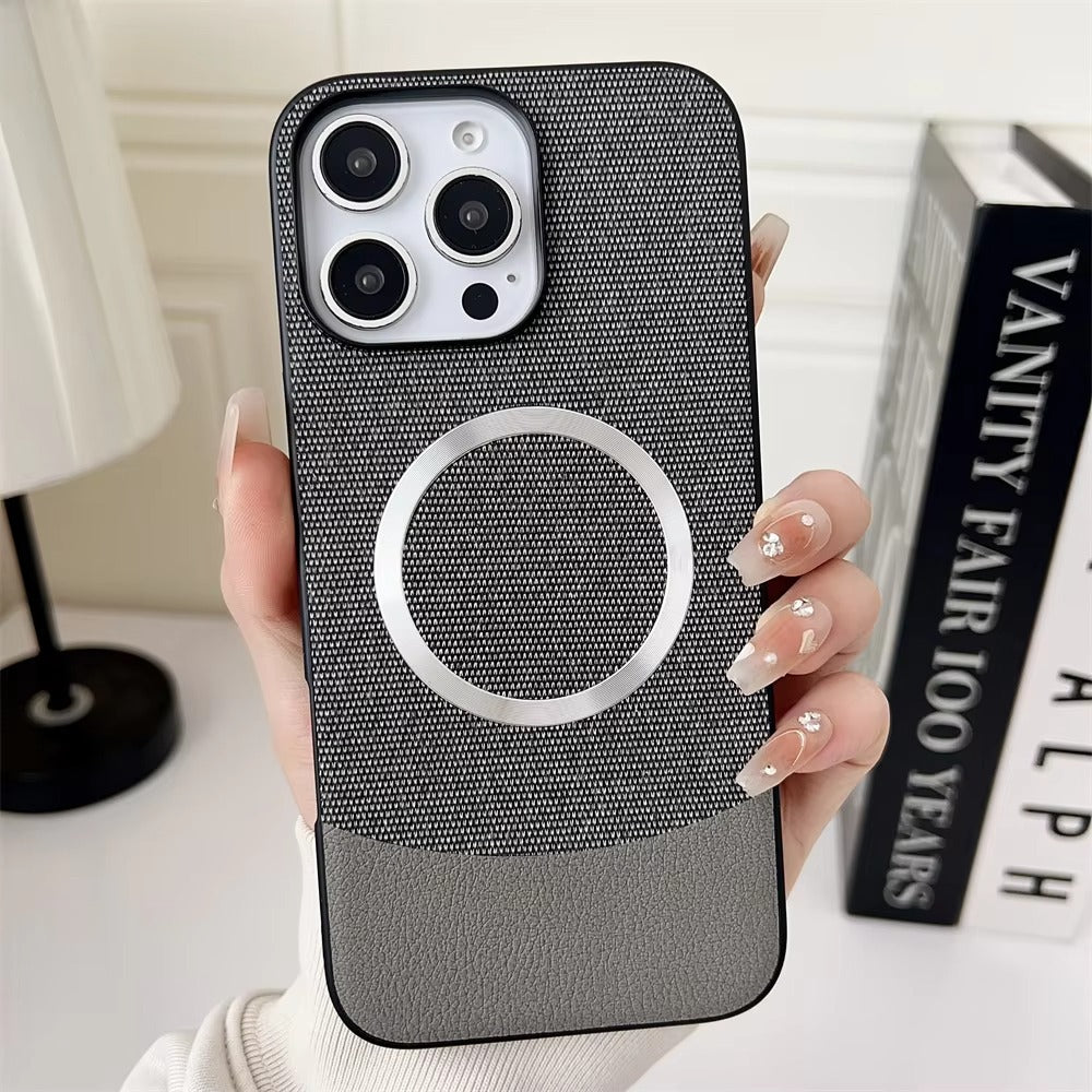 Luxury iPhone Fabric MagSafe Case — Ultra-Slim Business Cloth Cover with Magnetic Wireless Charging, Shockproof Anti-Fingerprint Scratch-Resistant Design