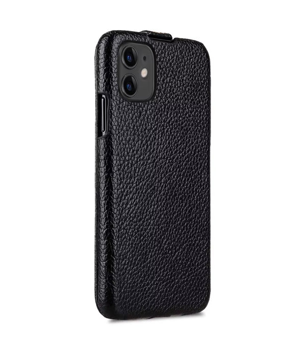 Luxury iPhone Flip Case 100% Genuine Cowhide Leather — Premium Melkco Design, Slim Protective Cover with Textured Finish, Stylish Durable Phone Protection