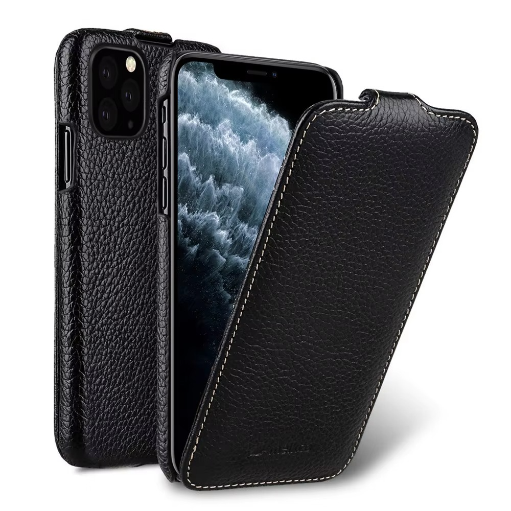 Luxury iPhone Flip Case 100% Genuine Cowhide Leather — Premium Melkco Design, Slim Protective Cover with Textured Finish, Stylish Durable Phone Protection