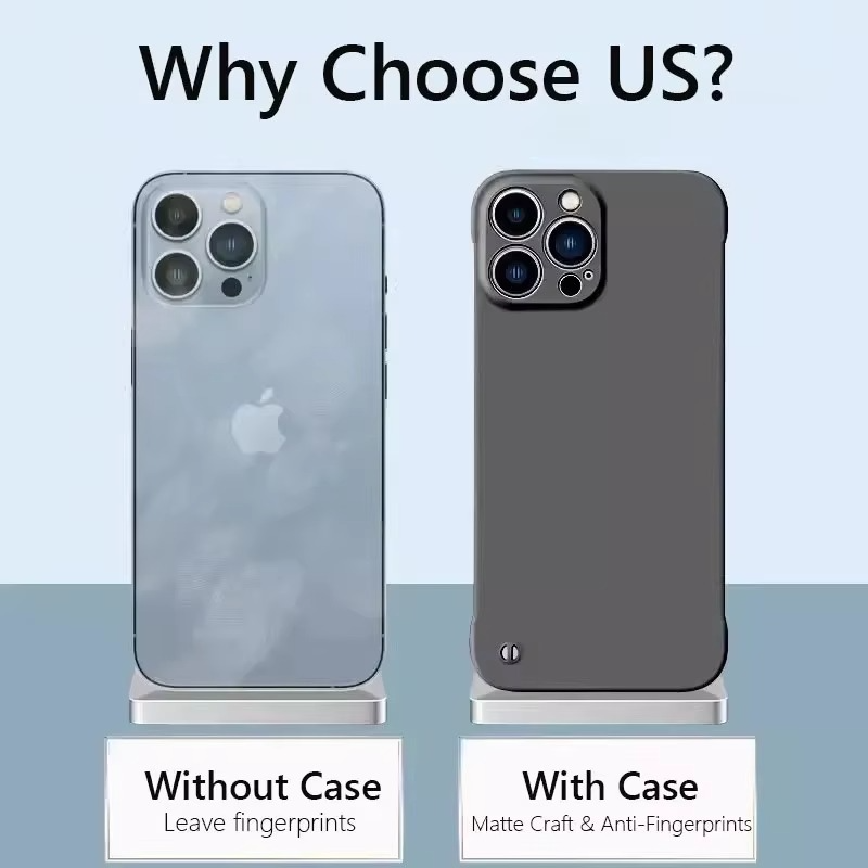 Luxury iPhone Frameless Slim Matte Case — Hard Back Cover with Shockproof Protection, Lightweight Anti-Fingerprint Scratch-Resistant Design, Transparent Minimalist Style