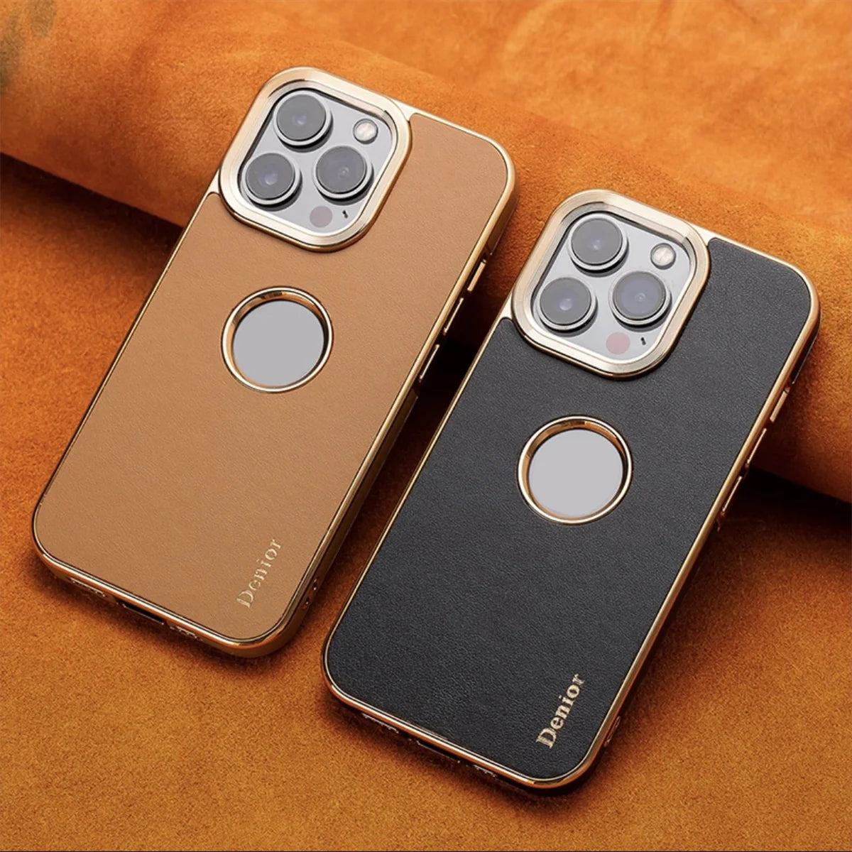 Luxury iPhone Genuine Leather Back Case — Shockproof Half-Wrapped Cover, Anti-Fingerprint Scratch-Resistant Design, Slim Non-Slip Premium Finish