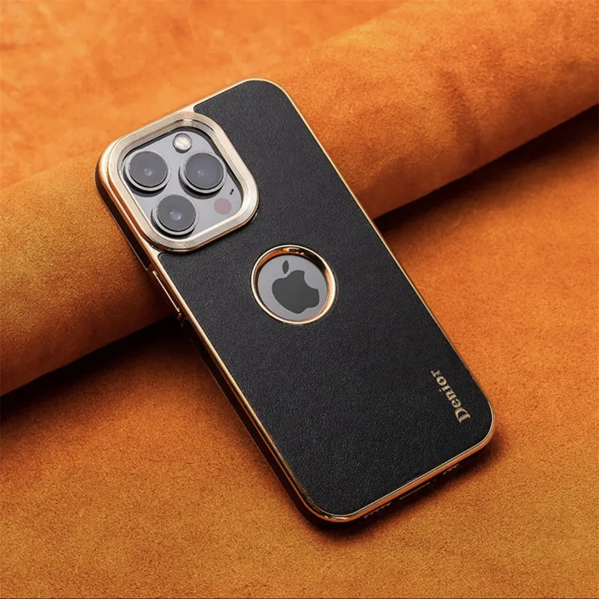 Luxury iPhone Genuine Leather Back Case — Shockproof Half-Wrapped Cover, Anti-Fingerprint Scratch-Resistant Design, Slim Non-Slip Premium Finish