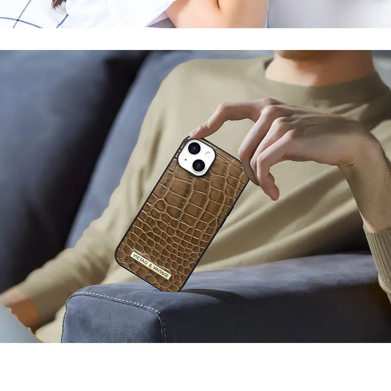 Luxury iPhone Leather Case Business Style — High-End Textured Cover, Slim Protective Design, Anti-Fingerprint Scratch-Resistant Dustproof Finish