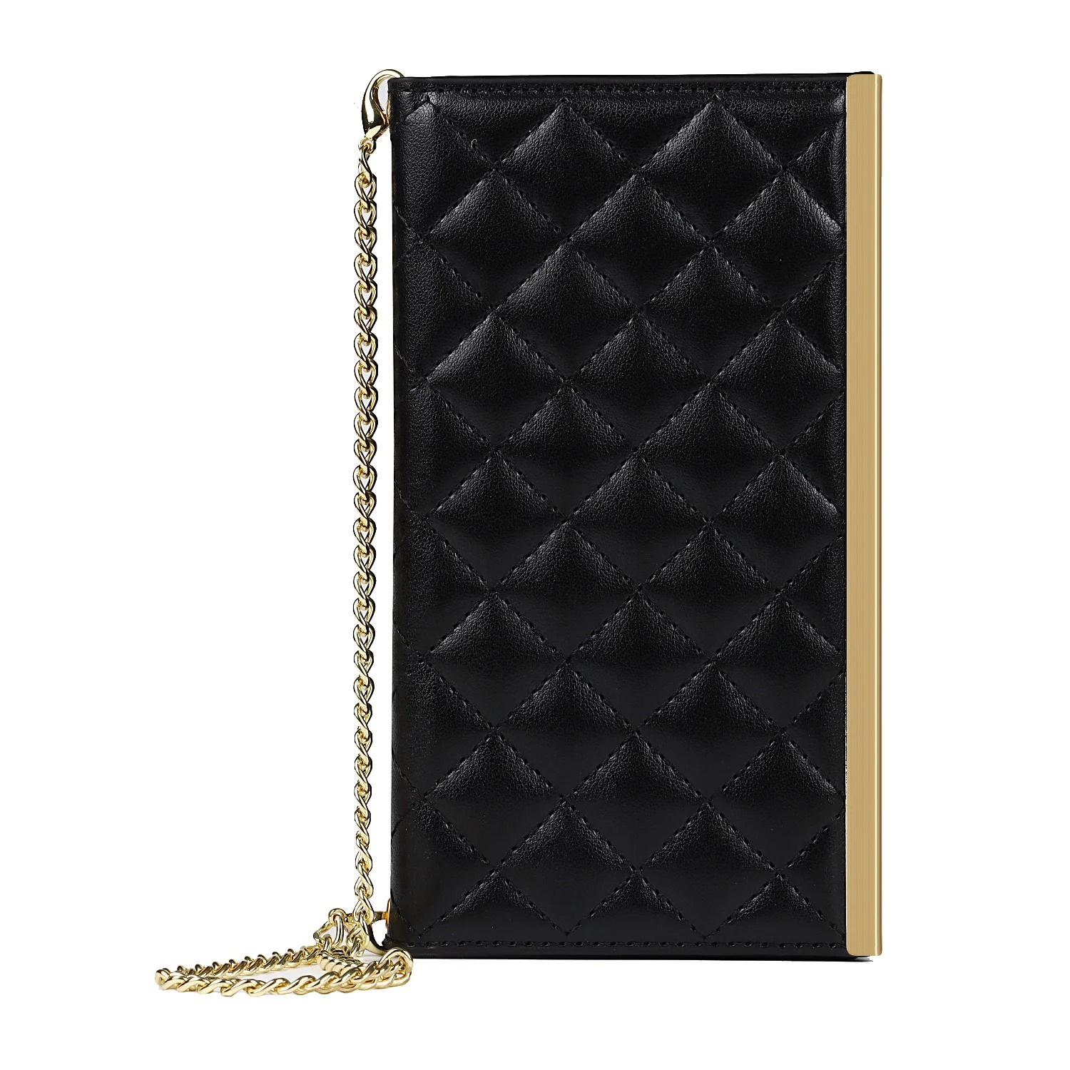 Luxury iPhone Leather Crossbody Wallet Case — PU Leather Cover with Card Holder, Chain Strap Lanyard, Kickstand Function, Shockproof Dustproof Protection