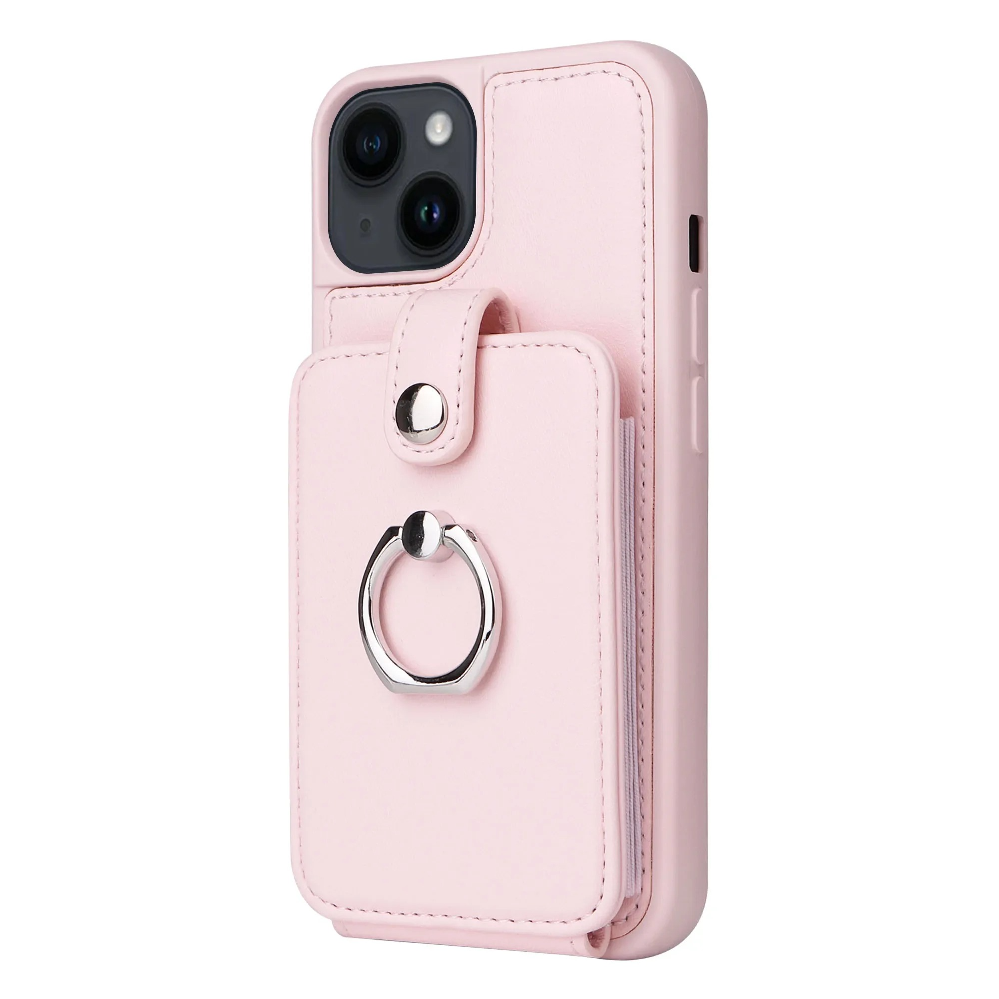 Luxury iPhone Leather Wallet Case with Ring Holder — Card Slot Cover, Shockproof Protective Design, Anti-Fingerprint Scratch-Resistant Non-Slip Finish