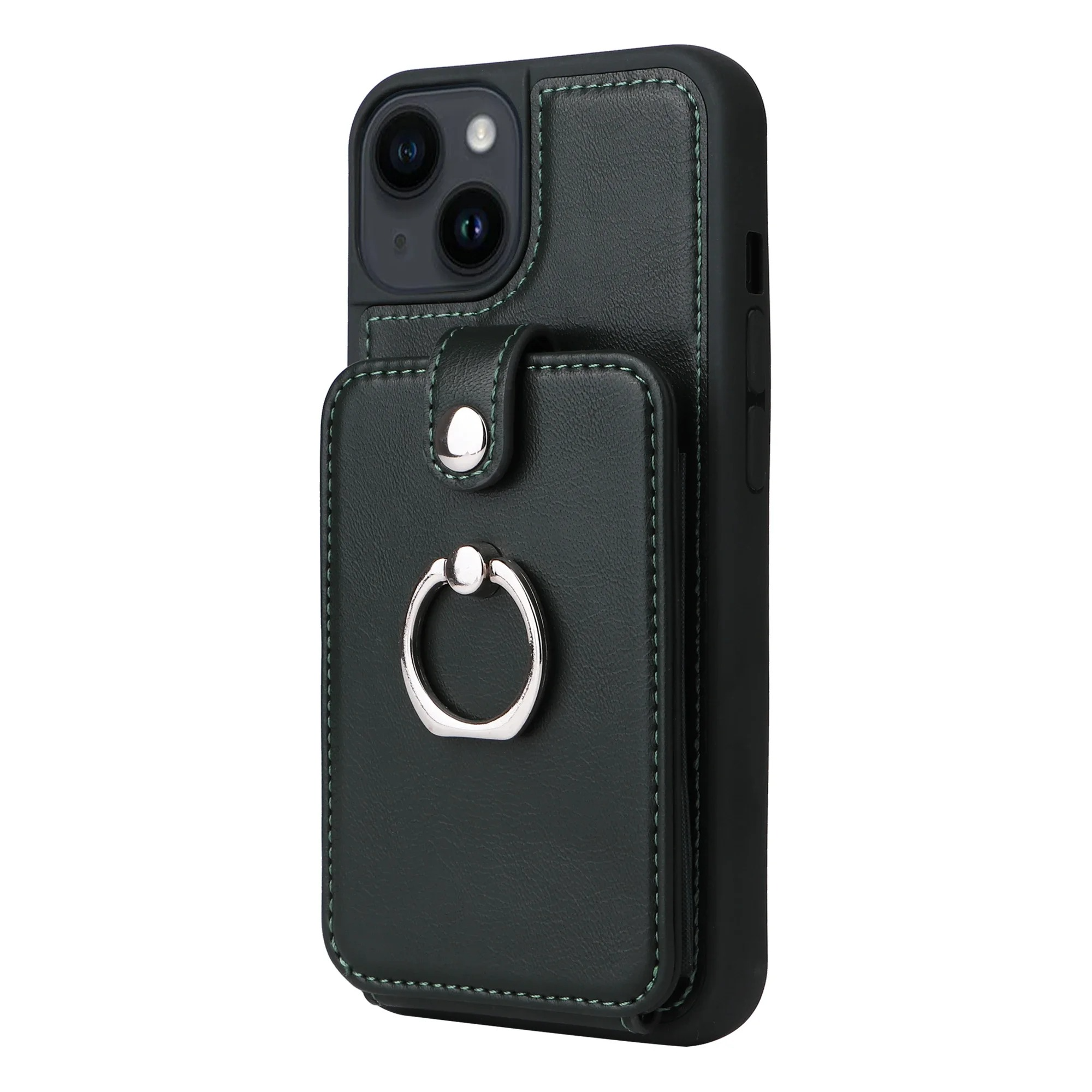 Luxury iPhone Leather Wallet Case with Ring Holder — Card Slot Cover, Shockproof Protective Design, Anti-Fingerprint Scratch-Resistant Non-Slip Finish