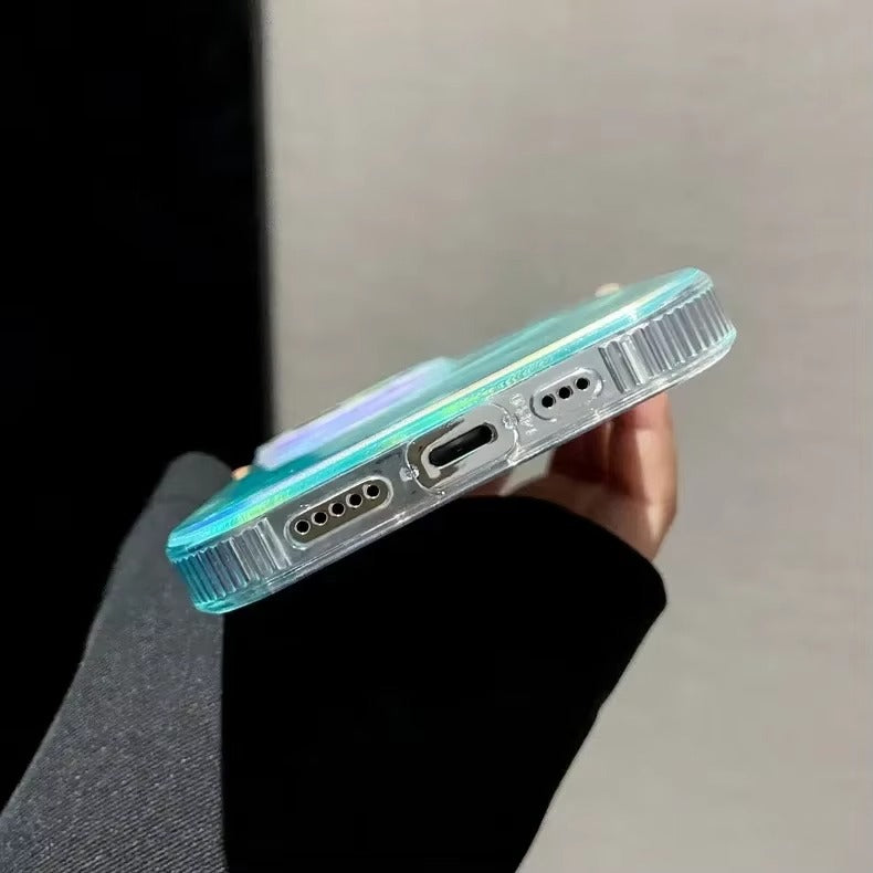 Luxury iPhone MagSafe Case Aurora Gradient Design — Colorful Laser Acrylic Cover, Magnetic Wireless Charging, Slim Shockproof Anti-Fingerprint Scratch-Resistant Finish