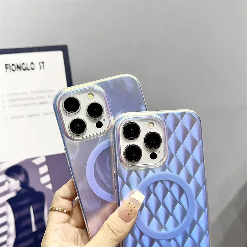 Luxury iPhone MagSafe Case Aurora Gradient Design — Colorful Laser Acrylic Cover, Magnetic Wireless Charging, Slim Shockproof Anti-Fingerprint Scratch-Resistant Finish