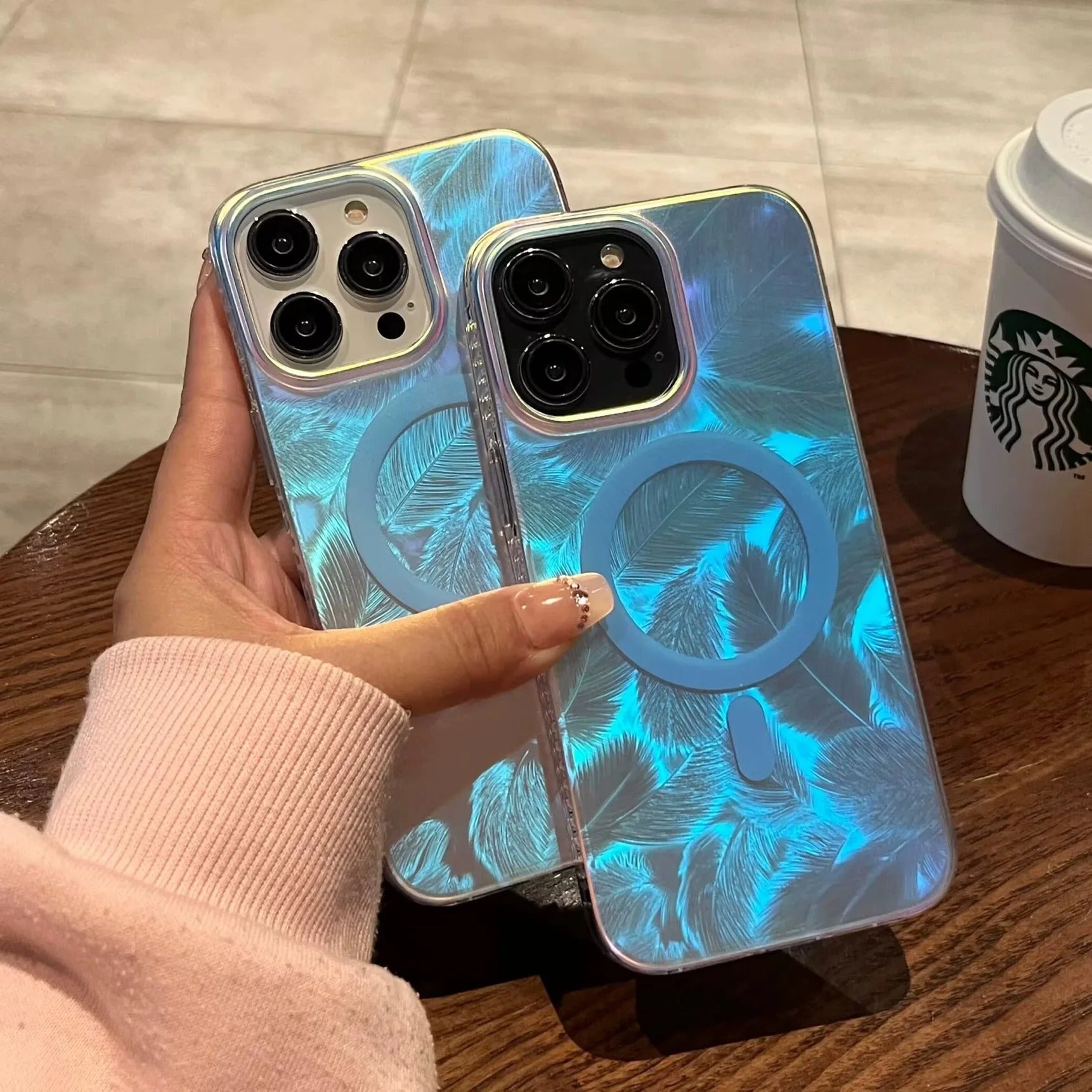 Luxury iPhone MagSafe Case Aurora Gradient Design — Colorful Laser Acrylic Cover, Magnetic Wireless Charging, Slim Shockproof Anti-Fingerprint Scratch-Resistant Finish