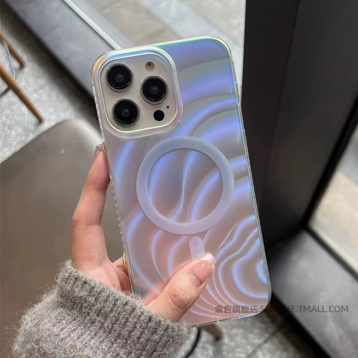 Luxury iPhone MagSafe Case Aurora Gradient Design — Colorful Laser Acrylic Cover, Magnetic Wireless Charging, Slim Shockproof Anti-Fingerprint Scratch-Resistant Finish