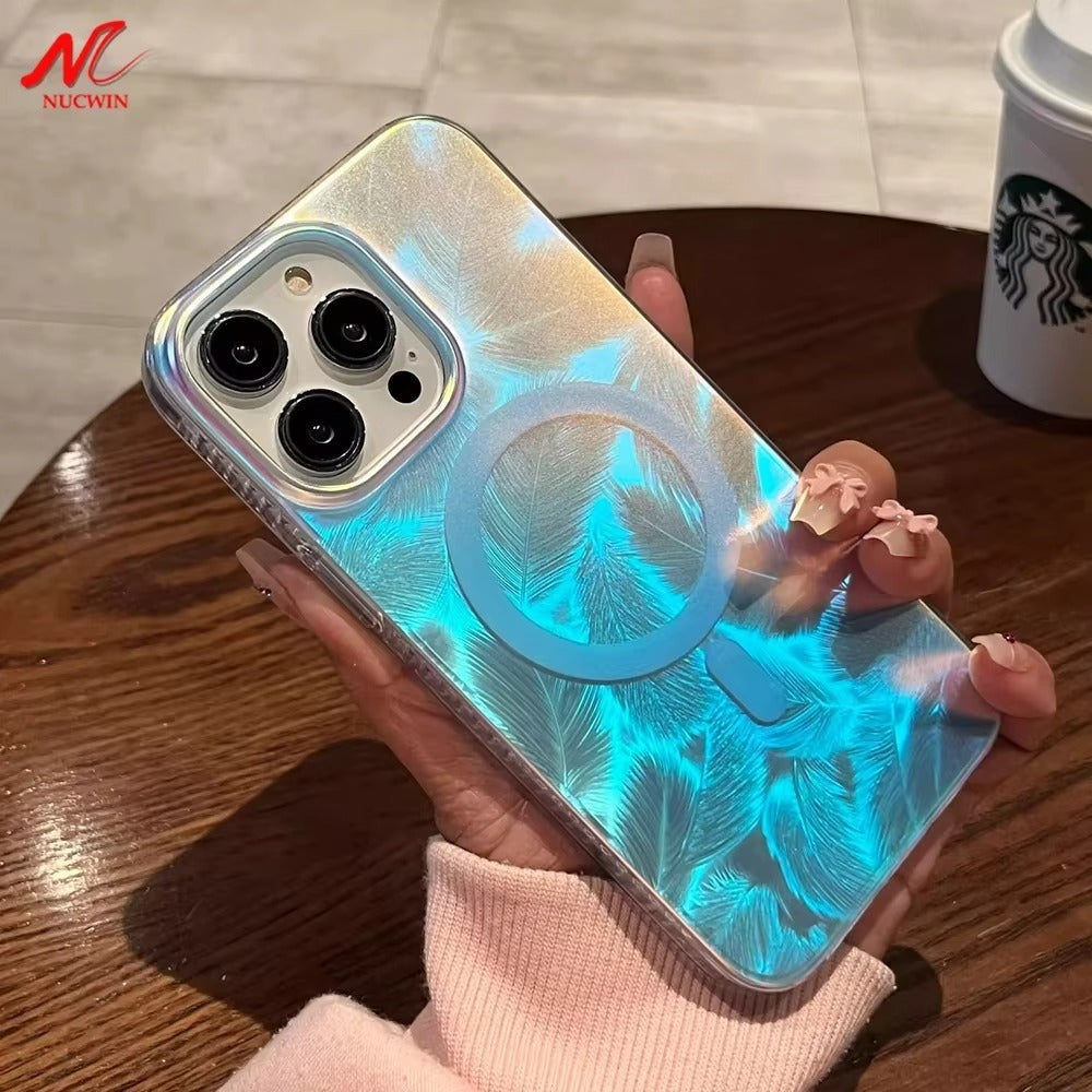 Luxury iPhone MagSafe Case Aurora Gradient Design — Colorful Laser Acrylic Cover, Magnetic Wireless Charging, Slim Shockproof Anti-Fingerprint Scratch-Resistant Finish