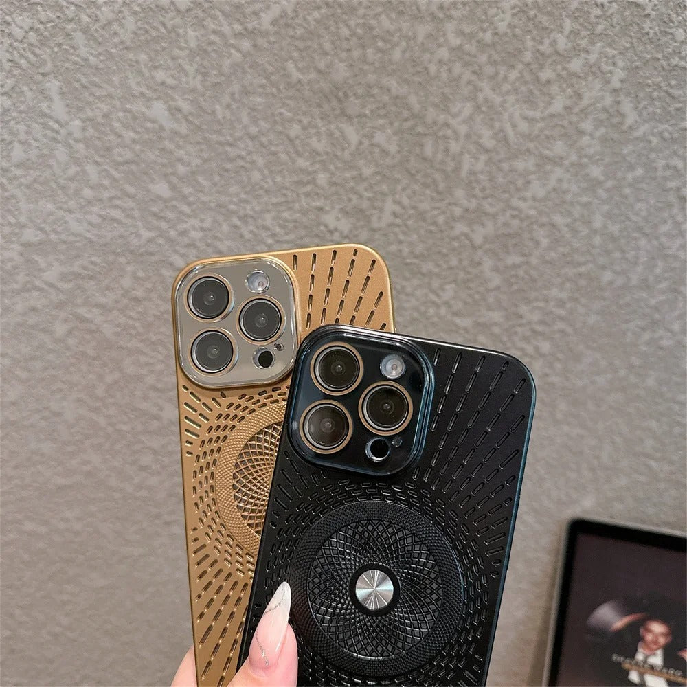 Luxury iPhone MagSafe Case Heat Dissipation Design — Ultra-Thin Anti-Drop Cover with Glass Camera Protector, Shockproof Anti-Fingerprint Scratch-Resistant Finish