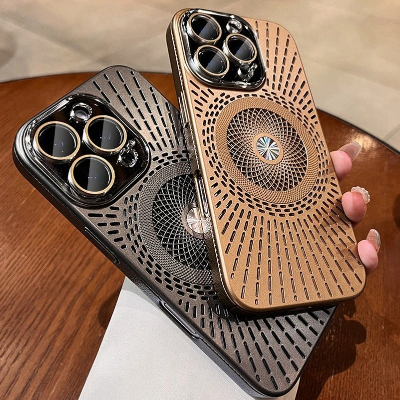 Luxury iPhone MagSafe Case Heat Dissipation Design — Ultra-Thin Anti-Drop Cover with Glass Camera Protector, Shockproof Anti-Fingerprint Scratch-Resistant Finish