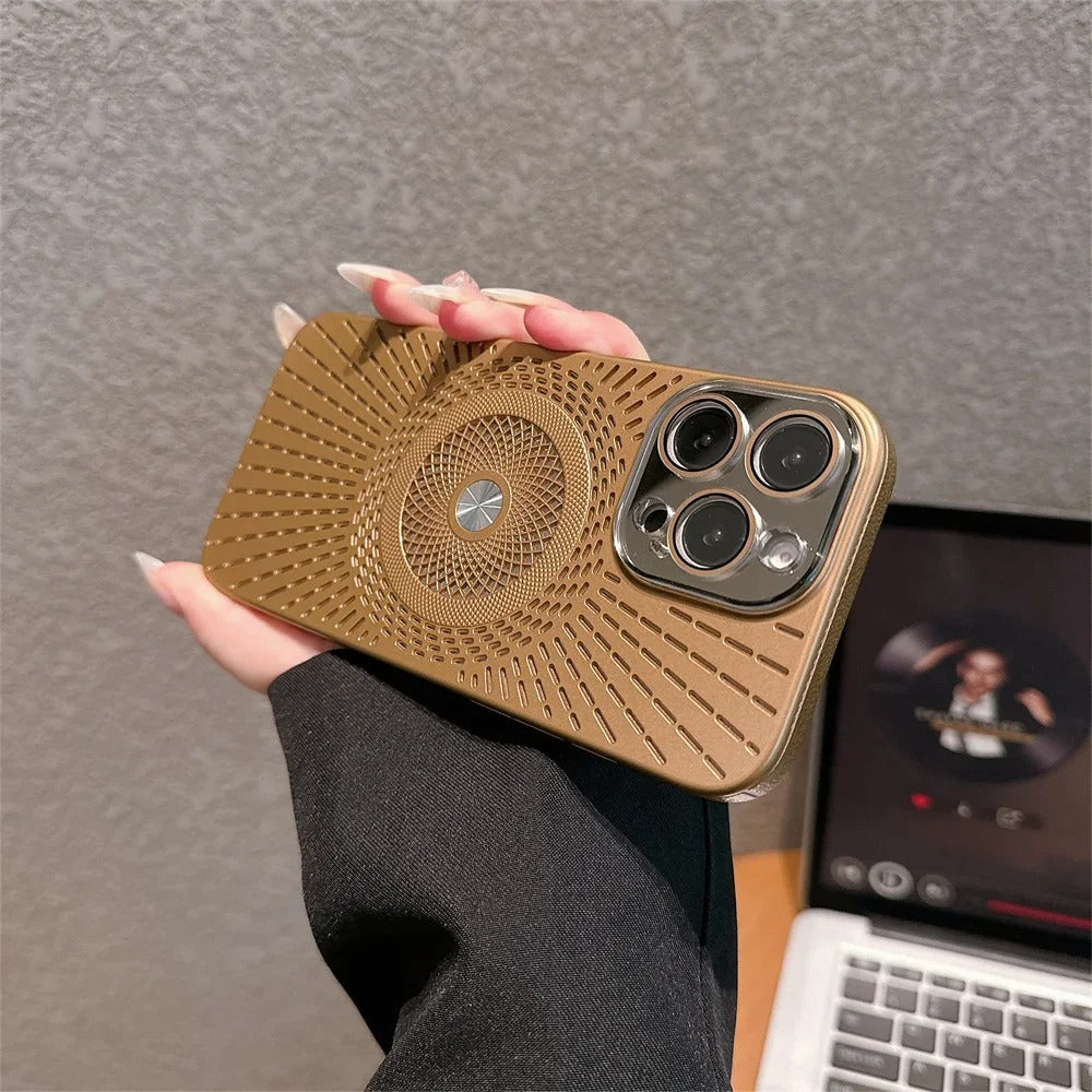 Luxury iPhone MagSafe Case Heat Dissipation Design — Ultra-Thin Anti-Drop Cover with Glass Camera Protector, Shockproof Anti-Fingerprint Scratch-Resistant Finish