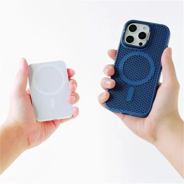 Luxury iPhone MagSafe Case Honeycomb Heat Dissipation — Matte Shockproof Cover with Lens Holder, Lightweight Anti-Fingerprint Scratch-Resistant Design