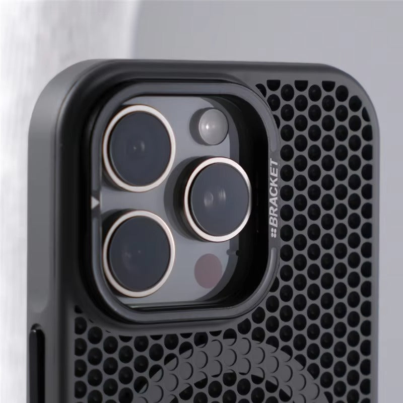 Luxury iPhone MagSafe Case Honeycomb Heat Dissipation — Matte Shockproof Cover with Lens Holder, Lightweight Anti-Fingerprint Scratch-Resistant Design