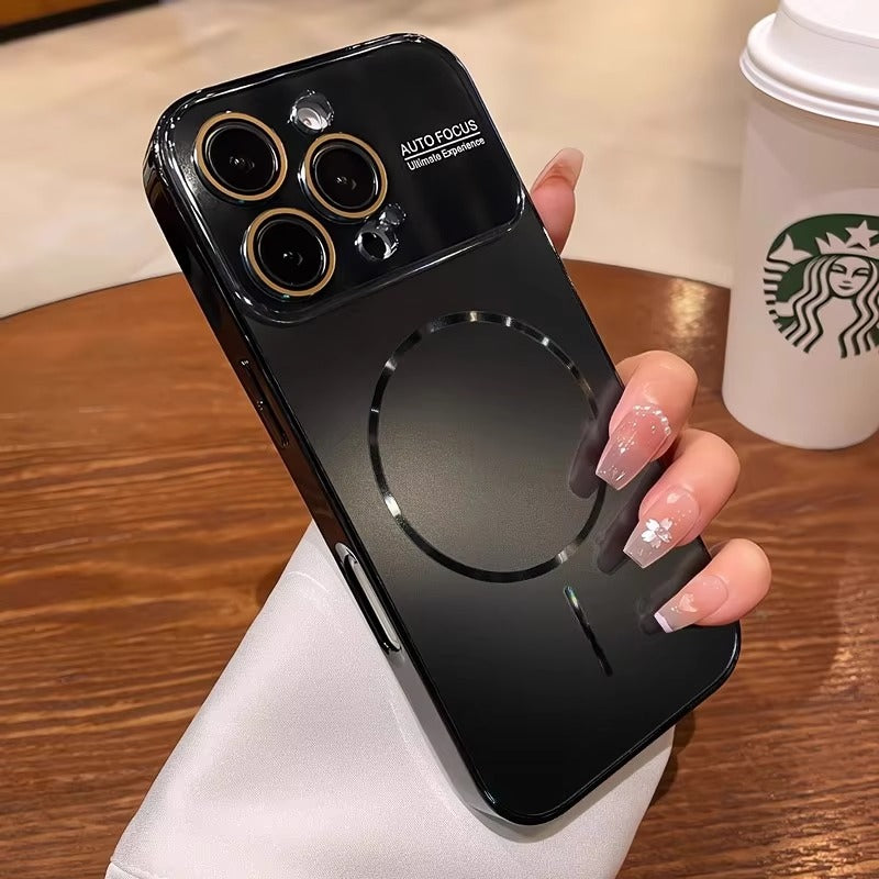 Luxury iPhone MagSafe Case Nanometer Frosted Finish — Large Lens Glass Protection, Magnetic Wireless Charging, Slim Shockproof Anti-Fingerprint Matte Cover