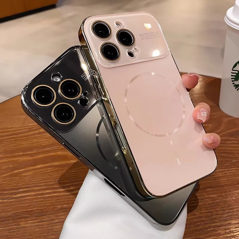 Luxury iPhone MagSafe Case Nanometer Frosted Finish — Large Lens Glass Protection, Magnetic Wireless Charging, Slim Shockproof Anti-Fingerprint Matte Cover