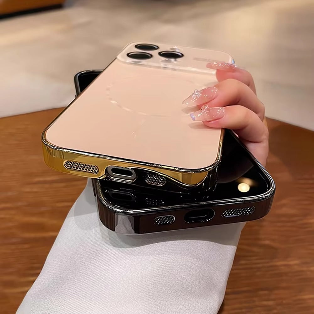 Luxury iPhone MagSafe Case Nanometer Frosted Finish — Large Lens Glass Protection, Magnetic Wireless Charging, Slim Shockproof Anti-Fingerprint Matte Cover