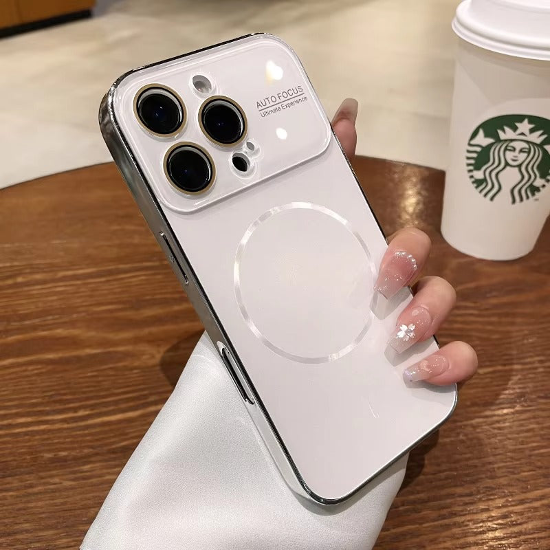 Luxury iPhone MagSafe Case Nanometer Frosted Finish — Large Lens Glass Protection, Magnetic Wireless Charging, Slim Shockproof Anti-Fingerprint Matte Cover