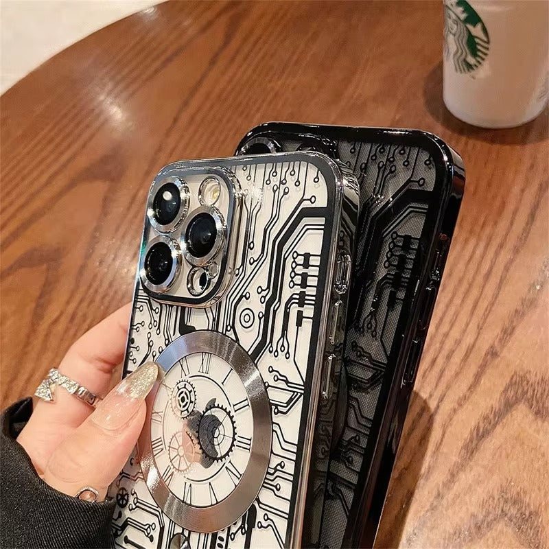 Luxury iPhone MagSafe Case Plating Design — Soft Magnetic Bumper Cover, Wireless Charging Compatible, Slim Shockproof Anti-Fingerprint Transparent Protection