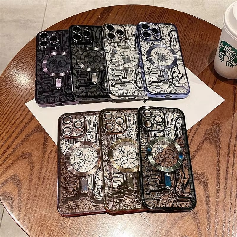 Luxury iPhone MagSafe Case Plating Design — Soft Magnetic Bumper Cover, Wireless Charging Compatible, Slim Shockproof Anti-Fingerprint Transparent Protection