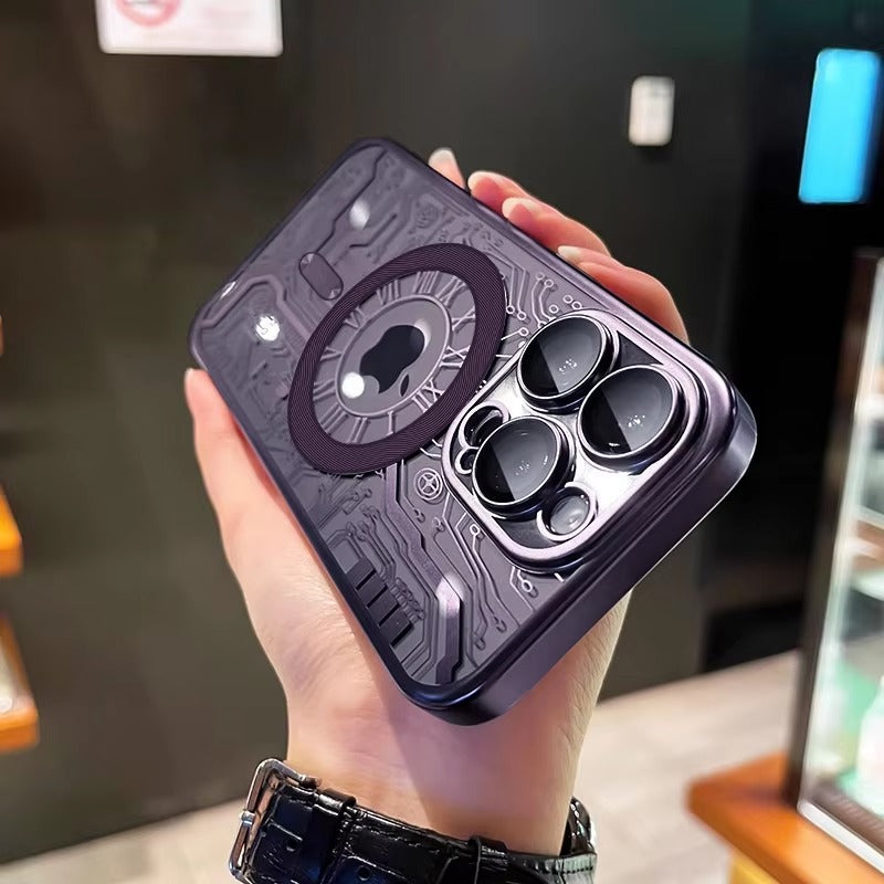 Luxury iPhone MagSafe Case Plating Design — Soft Magnetic Bumper Cover, Wireless Charging Compatible, Slim Shockproof Anti-Fingerprint Transparent Protection