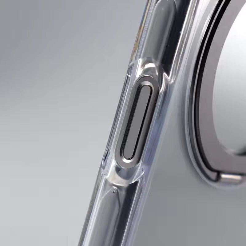 Luxury iPhone MagSafe Case Transparent Hard PC Cover — 360° Kickstand Holder, Magnetic Wireless Charging, Full Coverage Shockproof Protection