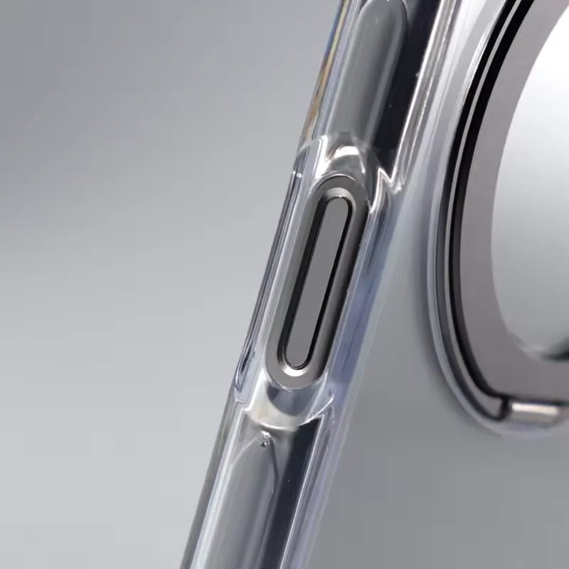 Luxury iPhone MagSafe Case Transparent Hard PC Cover — 360° Kickstand Holder, Magnetic Wireless Charging, Full Coverage Shockproof Protection