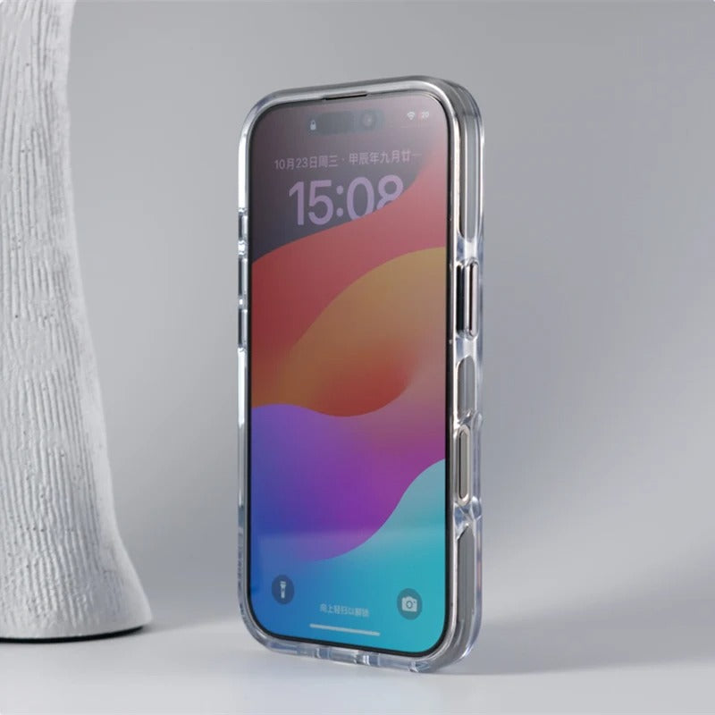 Luxury iPhone MagSafe Case Transparent Hard PC Cover — 360° Kickstand Holder, Magnetic Wireless Charging, Full Coverage Shockproof Protection