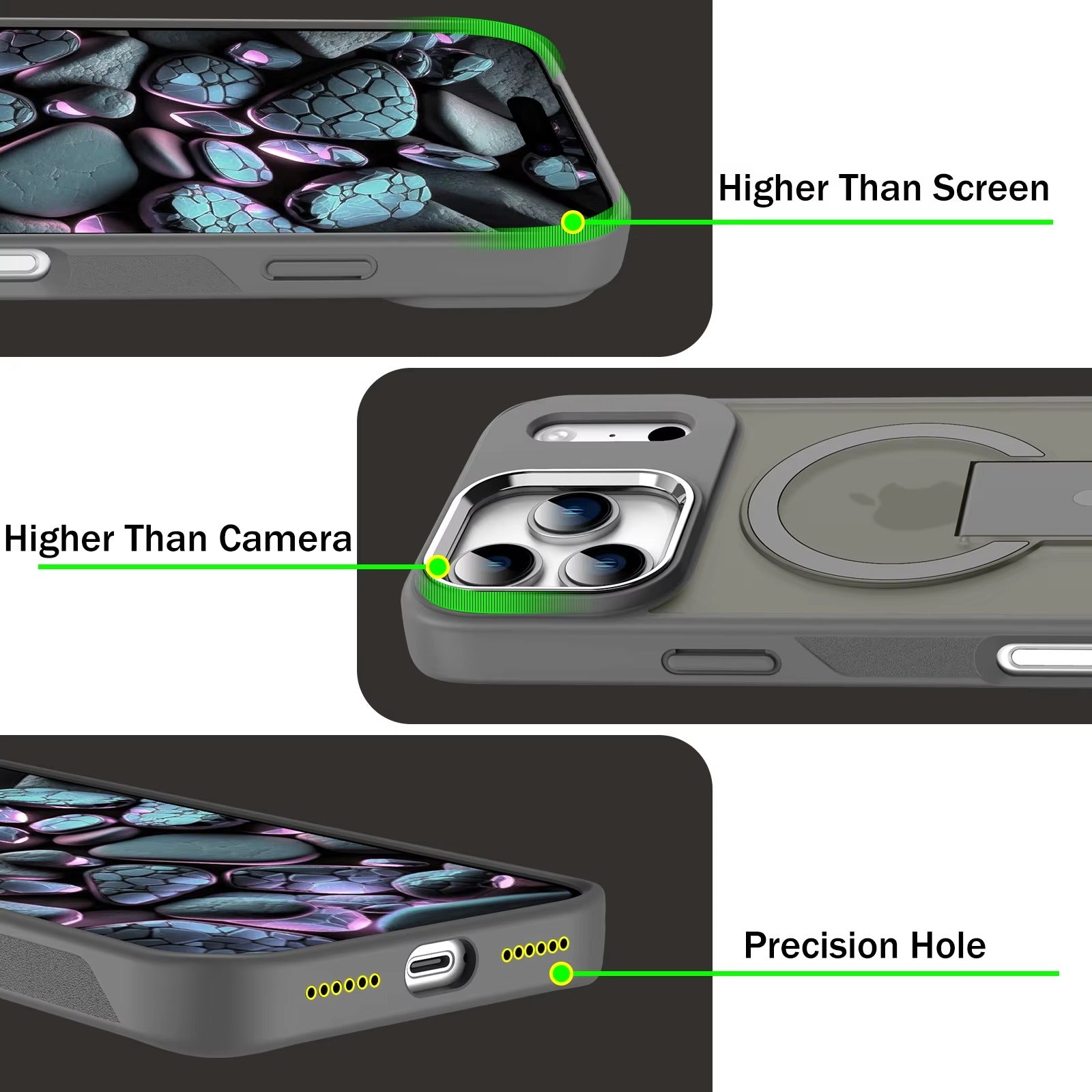 Luxury iPhone MagSafe Case with Fold Stand — Magnetic Kickstand Holder, Slim Shockproof Bumper Protection, Wireless Charging Compatible Design