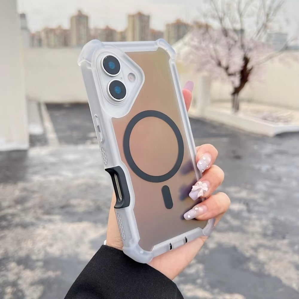 Luxury iPhone MagSafe Laser Armor Case — Color-Changing Dazzling Dual Layer Cover, Wireless Charging Compatible, Military Grade Shockproof Protection