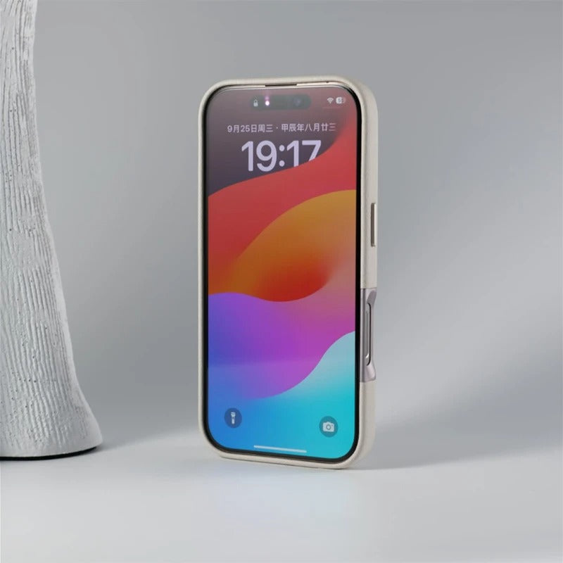 Luxury iPhone MagSafe Leather Case — Simple Solid Color Hard PC Cover, Wireless Charging Compatible, Alloy Lens Protection, Matte Anti-Fingerprint Finish