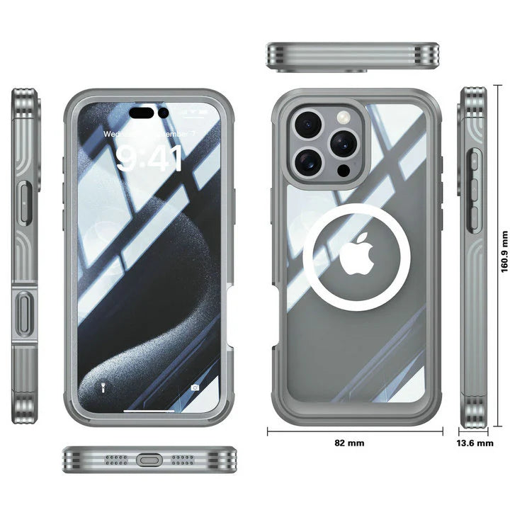 Luxury iPhone Magnetic Case with Double-Sided Tempered Glass — MagSafe Compatible Full Coverage, Dual Layer Shockproof Protection, Anti-Fingerprint Transparent Design