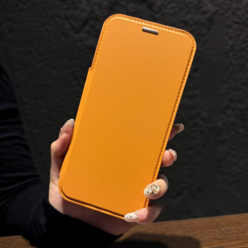 Luxury iPhone Magnetic Flip Case — PU Leather Plating Clear Cover with Card Holder, MagSafe Stand Support, Shockproof Anti-Fingerprint Full Coverage Design